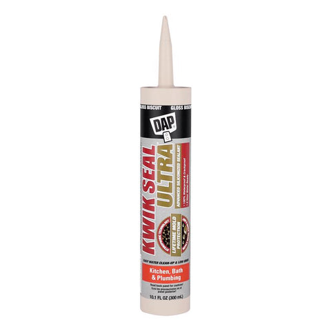 DAP Kwik Seal Ultra Biscuit Siliconized Acrylic Kitchen and Bath Sealant 10.1 oz (Pack of 12)