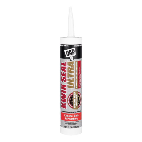 DAP Kwik Seal Ultra White Siliconized Acrylic Kitchen and Bath Sealant 10.1 oz (Pack of 12)