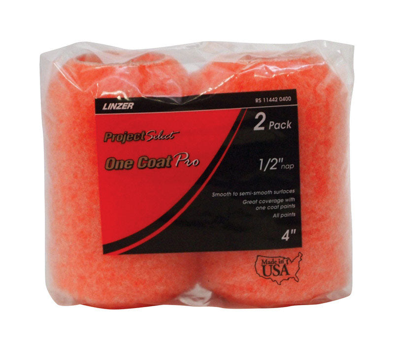 Linzer Project Select One Coat Pro Polyester 4 in. W X 1/2 in. Regular Paint Roller Cover 2 pk (Pack of 12)