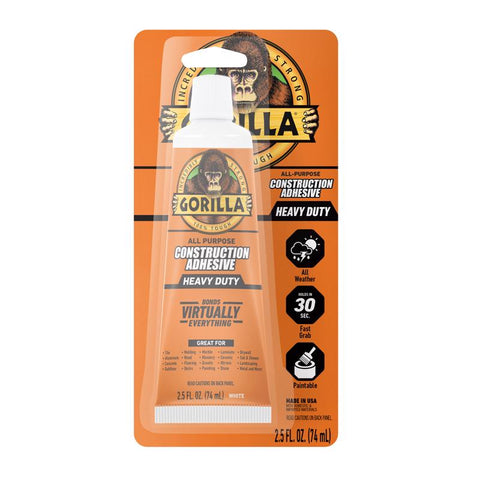 Gorilla All Purpose Construction Adhesive 2.5 oz (Pack of 6)