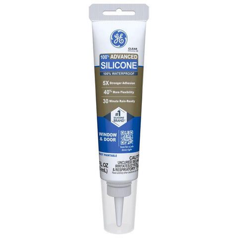 GE Advanced Clear Silicone 2 Window and Door Sealant 2.8 oz (Pack of 12)