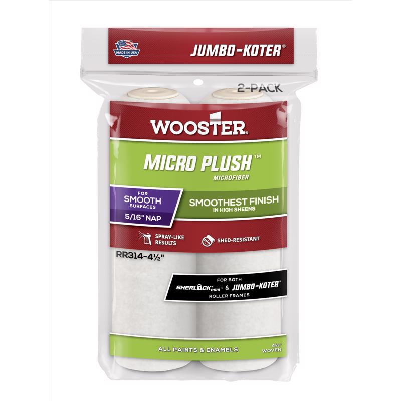 Wooster Micro Plush Woven 4-1/2 in. W X 5/16 in. Paint Roller Cover 2 pk (Pack of 12)