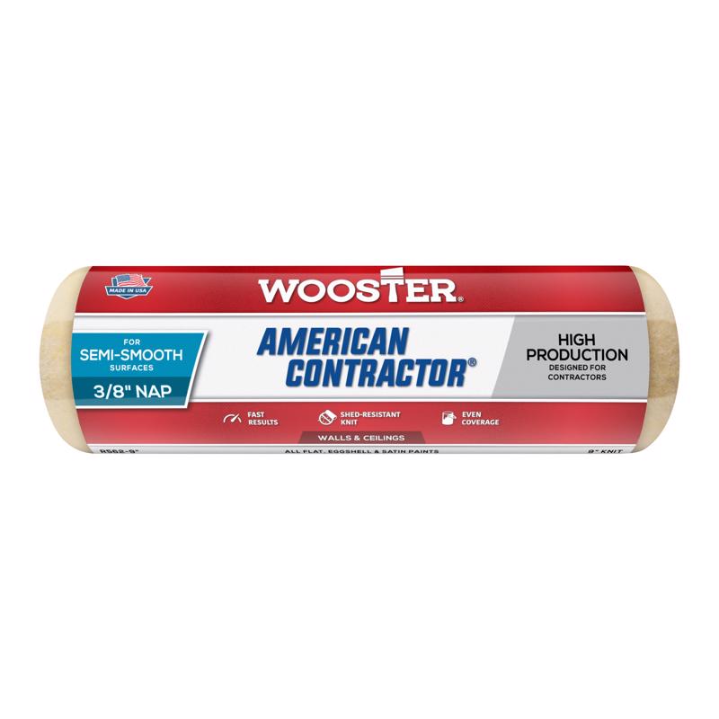 Wooster American Contractor Knit 9 in. W X 3/8 in. Regular Paint Roller Cover 1 pk (Pack of 12)