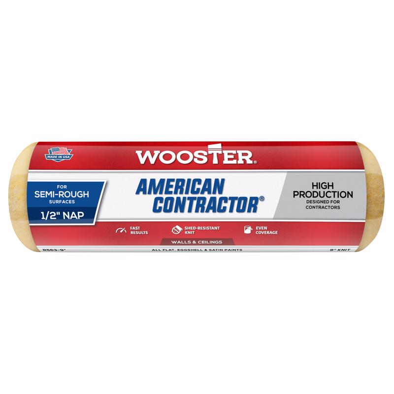 Wooster American Contractor Knit 9 in. W X 1/2 in. Regular Paint Roller Cover 1 pk (Pack of 12)