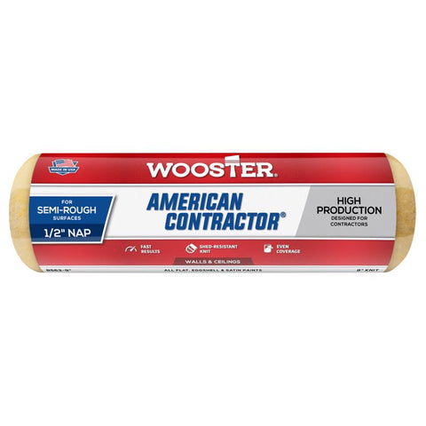 Wooster American Contractor Knit 9 in. W X 1/2 in. Regular Paint Roller Cover 1 pk (Pack of 12)