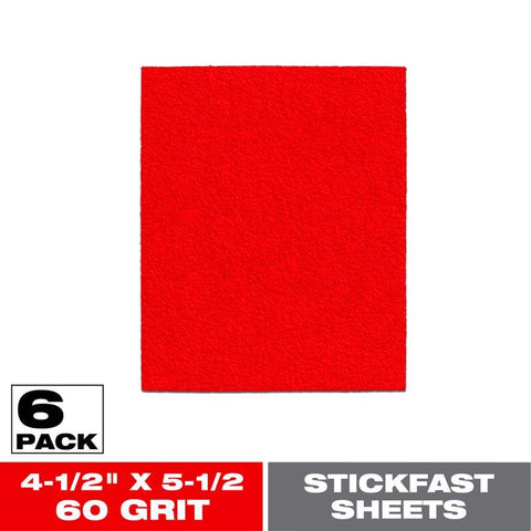 Diablo 5-1/2 in. L X 4-1/2 in. W 60 Grit Aluminum Oxide 1/4 Sheet Sandpaper 6 pk