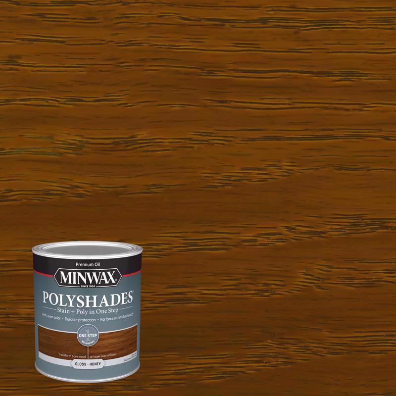 Minwax PolyShades Semi-Transparent Gloss Honey Oil-Based Stain/Polyurethane Finish 1 qt (Pack of 4)