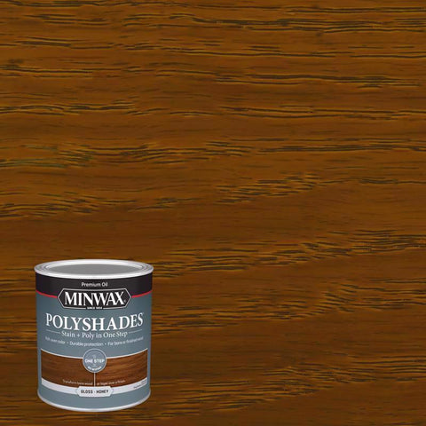 Minwax PolyShades Semi-Transparent Gloss Honey Oil-Based Stain/Polyurethane Finish 1 qt (Pack of 4)