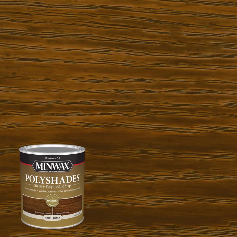 Minwax PolyShades Semi-Transparent Satin Honey Oil-Based Stain/Polyurethane Finish 1 qt (Pack of 4)