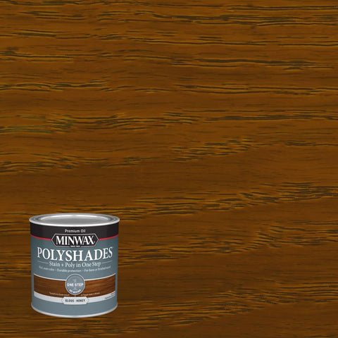 Minwax PolyShades Semi-Transparent Gloss Honey Oil-Based Stain/Polyurethane Finish 1/2 pt (Pack of 4)
