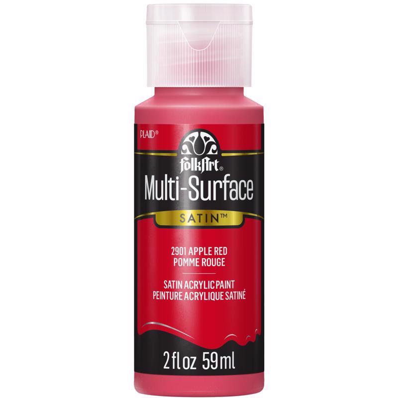FolkArt Satin Apple Red Hobby Paint 2 oz (Pack of 3)