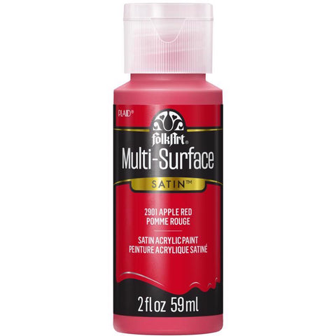 FolkArt Satin Apple Red Hobby Paint 2 oz (Pack of 3)