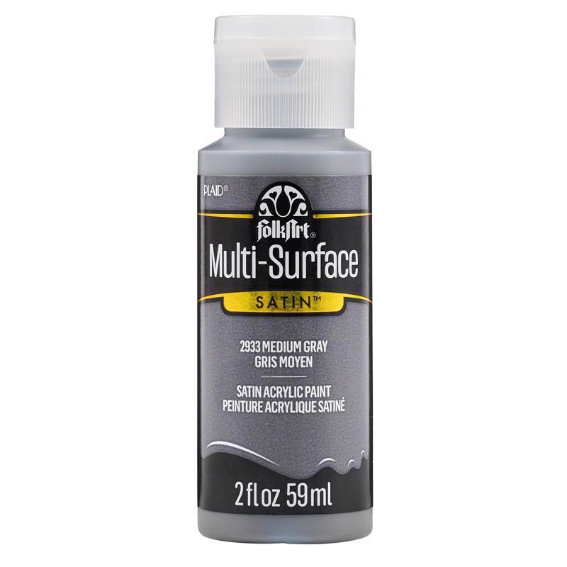FolkArt Satin Medium Gray Hobby Paint 2 oz (Pack of 3)