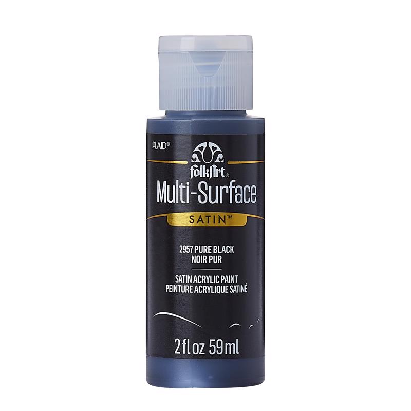 FolkArt Satin Pure Black Hobby Paint 2 oz (Pack of 3)