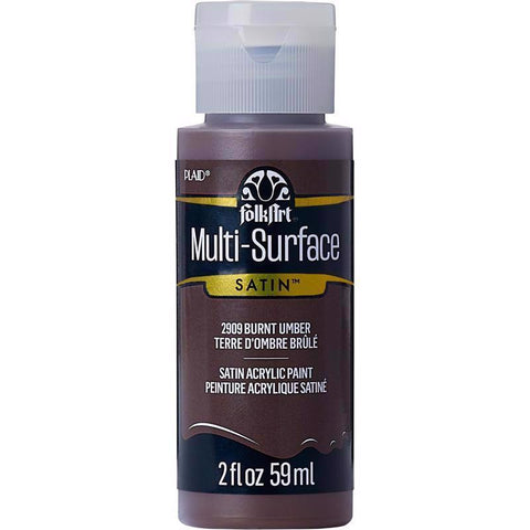 FolkArt Satin Burnt Umber Hobby Paint 2 oz (Pack of 3)