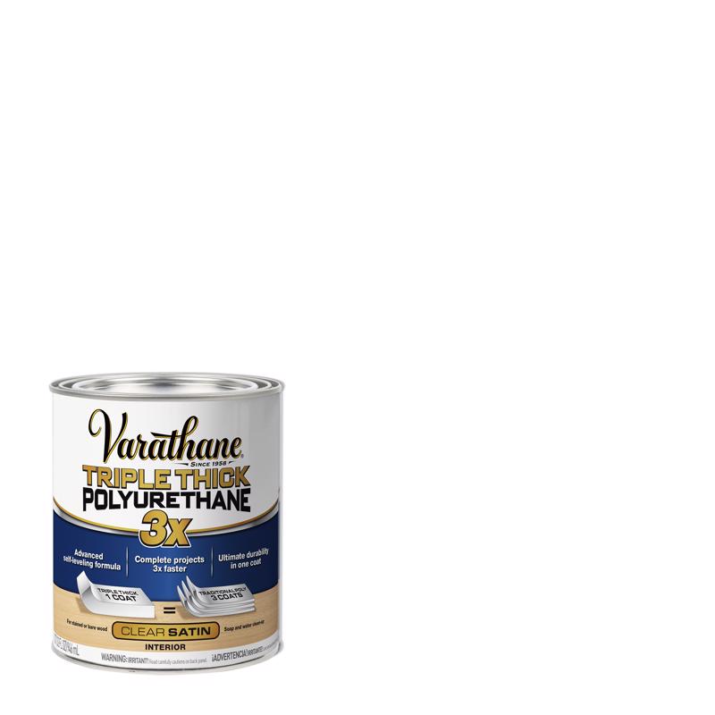 Varathane Transparent Satin Clear Water-Based Polyurethane/Acrylic Triple Thick Polyurethane 1 qt (Pack of 2)