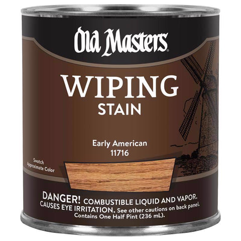 Old Masters Semi-Transparent Early American Oil-Based Wiping Stain 1/2 pt (Pack of 6)