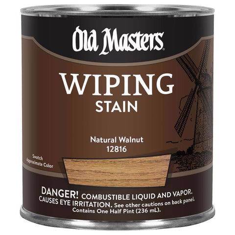 Old Masters Semi-Transparent Natural Walnut Oil-Based Wiping Stain 1/2 pt (Pack of 6)