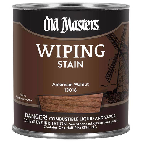Old Masters Semi-Transparent American Walnut Oil-Based Wiping Stain 1/2 pt (Pack of 6)