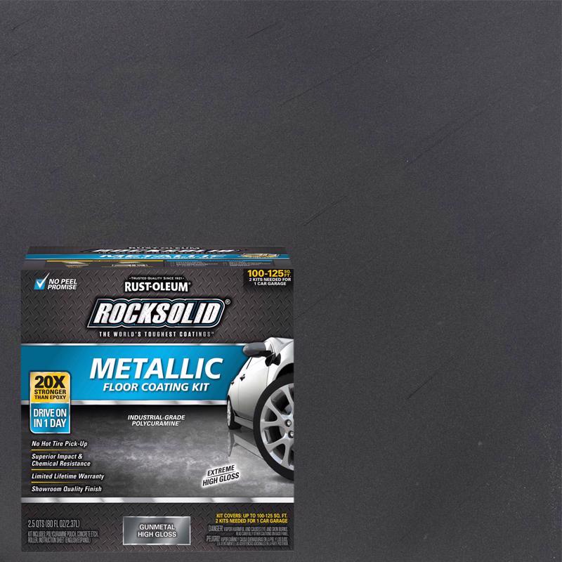 Rust-Oleum RockSolid Gloss Gunmetal Floor Coat Kit 70 oz (Pack of 2)