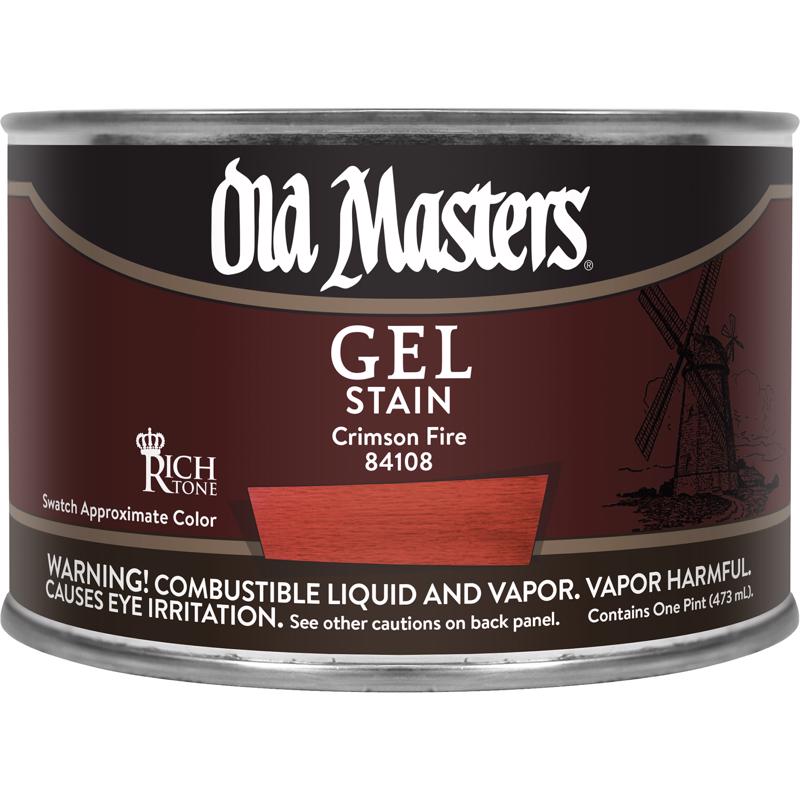 Old Masters Semi-Transparent Crimson Fire Oil-Based Alkyd Gel Stain 1 pt (Pack of 4)