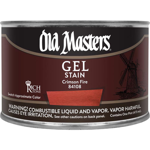 Old Masters Semi-Transparent Crimson Fire Oil-Based Alkyd Gel Stain 1 pt (Pack of 4)