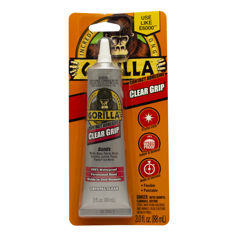 Gorilla Clear Grip High Strength Clear Contact Adhesive 3 oz (Pack of 6)