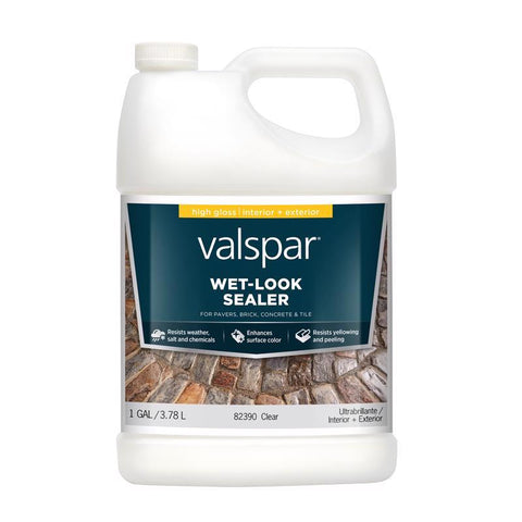 Valspar Wet Look Protective Sealer High-Gloss Clear Acrylic Concrete Sealer 1 gal (Pack of 4)