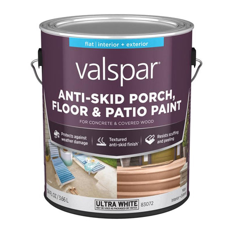Valspar Anti-Skid Flat Ultra White Floor & Porch Paint 1 gal (Pack of 4)