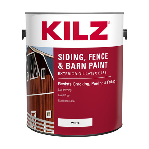 KILZ Flat White Oil-Based Barn and Fence Paint Exterior 1 gal (Pack of 4)