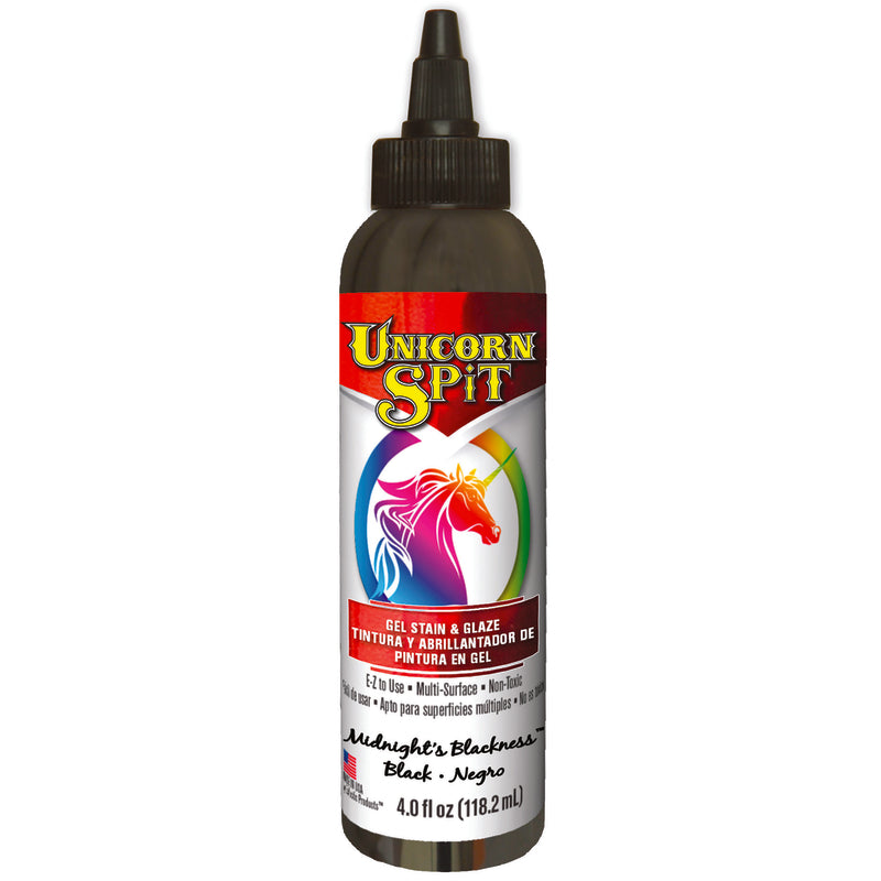 Unicorn Spit Flat Black Gel Stain and Glaze 4 oz (Pack of 6)