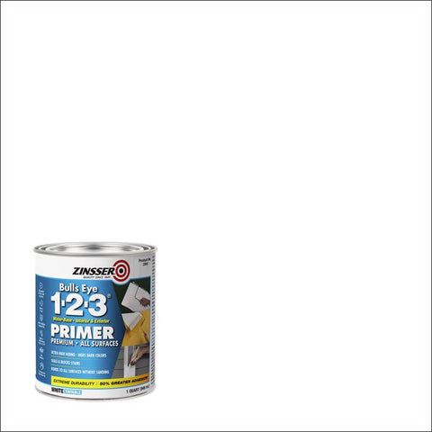 Zinsser Bulls-Eye 1-2-3 White Water-Based Styrenated Acrylic Primer and Sealer 1 qt (Pack of 6)