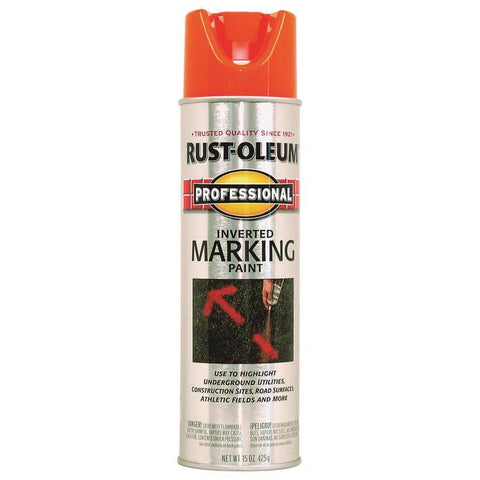 Rust-Oleum Professional Fluorescent Orange Inverted Marking Paint 15 oz (Pack of 6)