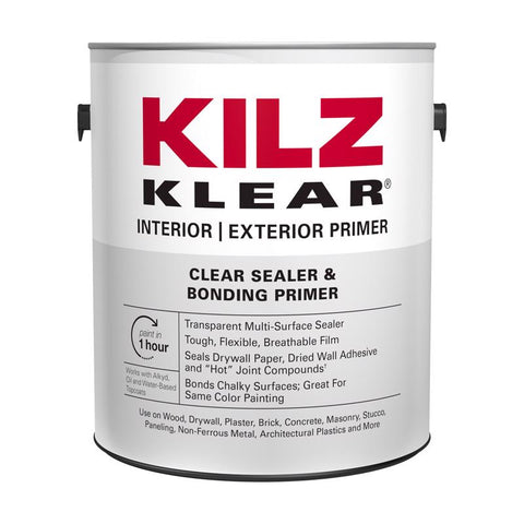 KILZ Klear Clear Flat Water-Based Alkyd Primer and Sealer 1 gal (Pack of 4)