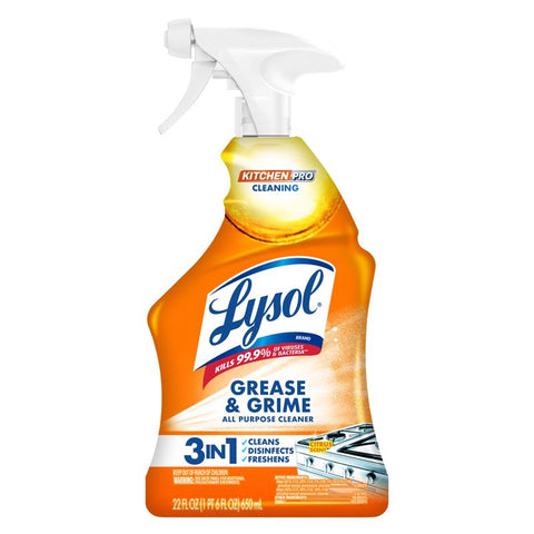 Lysol Kitchen Pro Citrus Scent Kitchen Cleaner Liquid Spray 22 oz (Pack of 9)