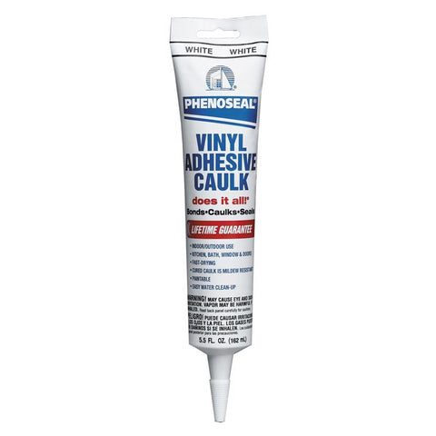 Phenoseal White Vinyl All Purpose Adhesive Caulk 5.5 oz (Pack of 15)