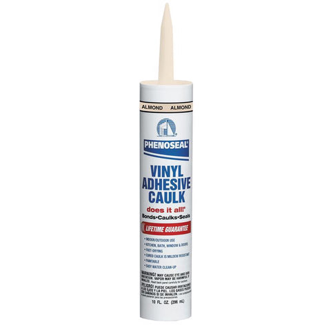 Phenoseal Almond Vinyl All Purpose Adhesive Caulk 10 oz (Pack of 12)