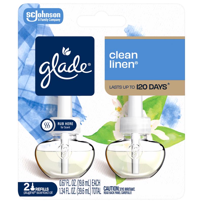 Recambio de ambientador Glade Plug-Ins aroma a ropa limpia, líquido de 1,34 oz (paquete de 6)