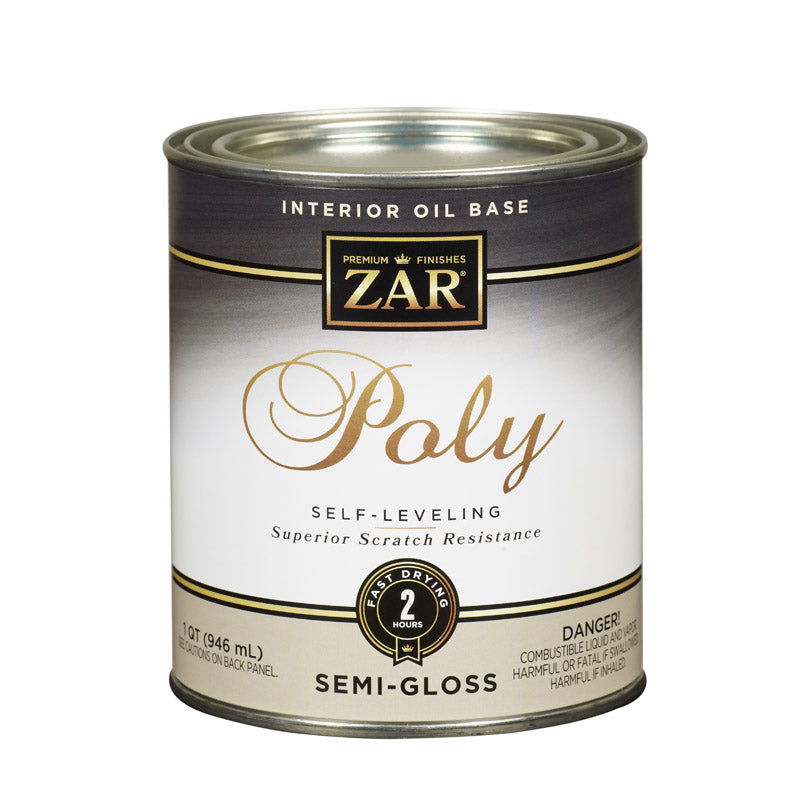 ZAR Semi-Gloss Clear Oil-Based Fast-Drying Polyurethane 1 qt (Pack of 4)