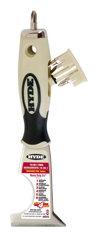 Herramienta de pintor Hyde MaxxGrip de acero al carbono plateado, 3 pulg. de ancho x 8-1/8 pulg. de largo