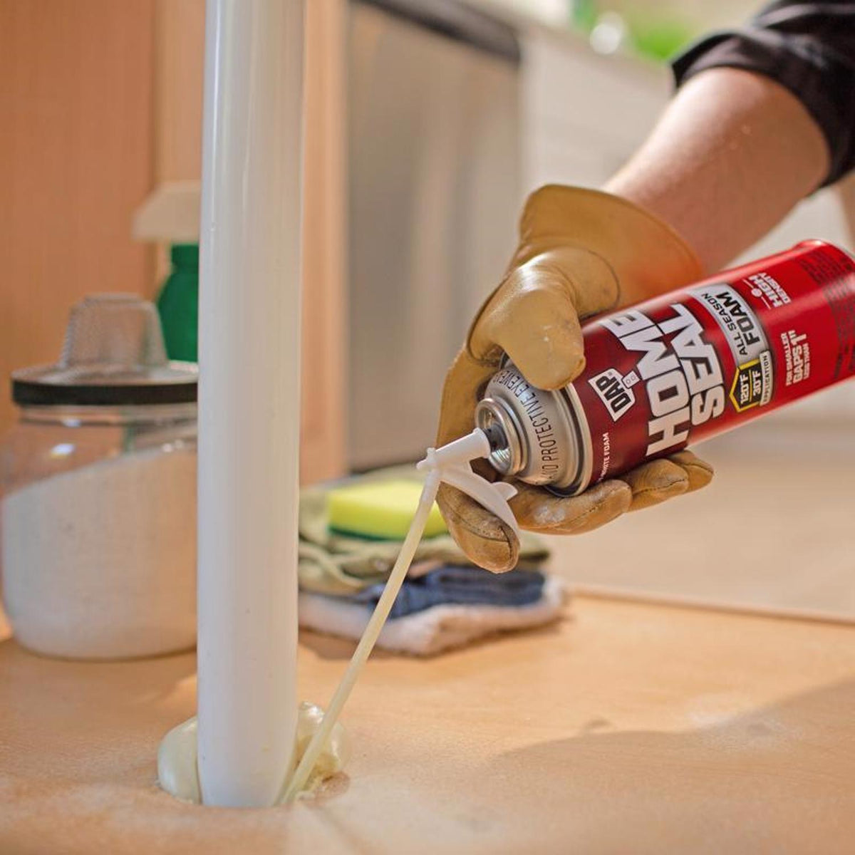 Espuma de poliuretano selladora Touch 'n Foam Home, sellador expansivo en crema, 12 oz (paquete de 12)