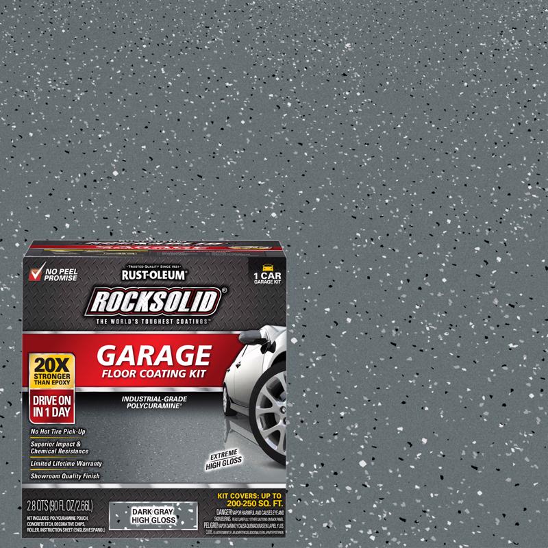 Rust-Oleum RockSolid High-Gloss Dark Gray Solvent-Based Polycuramine Garage Floor Coating Kit 90 oz