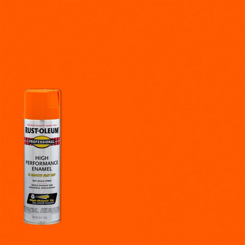 Rust-Oleum Professional Gloss Safety Orange Spray Paint 15 oz (Pack of 6)