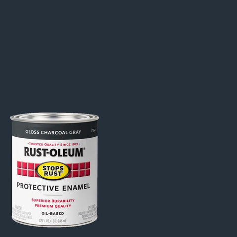 Rust-Oleum Stops Rust Indoor and Outdoor Gloss Charcoal Gray Oil-Based Protective Paint 1 qt