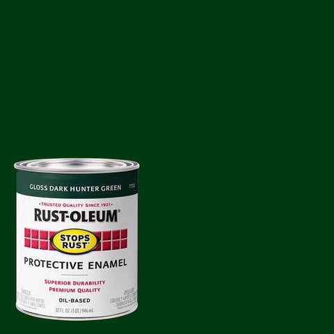 Rust-Oleum Stops Rust Indoor and Outdoor Gloss Dark Hunter Green Oil-Based Protective Paint 1 qt