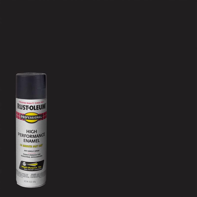 Rust-Oleum Professsional Semi-Gloss Black High Performance Enamel Spray 15 oz (Pack of 6)