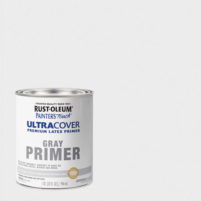 Rust-Oleum Painter's Touch Gray Flat Water-Based Acrylic Ultra Cover Primer 1 qt (Pack of 2)