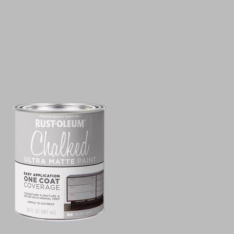 Rust-Oleum Chalked Ultra Matte Aged Gray Water-Based Acrylic Chalk Paint 30 oz (Pack of 2)