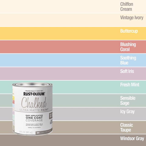 Rust-Oleum Chalked Ultra Matte Light Tint Base Water-Based Acrylic Chalk Paint 30 oz (Pack of 2)