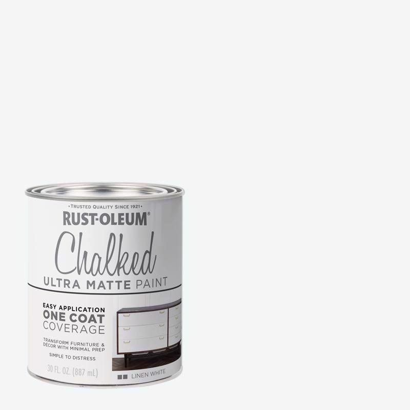Rust-Oleum Chalked Ultra Matte Linen White Water-Based Acrylic Chalk Paint 30 oz (Pack of 2)